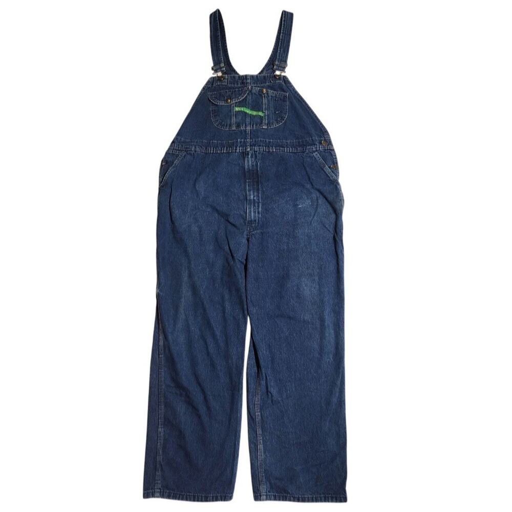Vtg Key Imperial Bib Overalls Mens 46x29 Denim Work Farm Chore Hipster Trucker